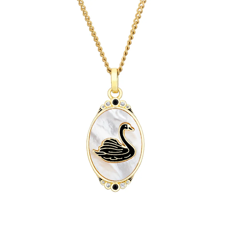 Contemporary Necklace for Women-Black Swan Necklace