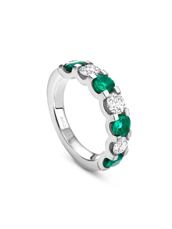 Gold Wedding Ring with Diamonds-Classic Evermore Medium Emerald Diamond Platinum Eternity Ring