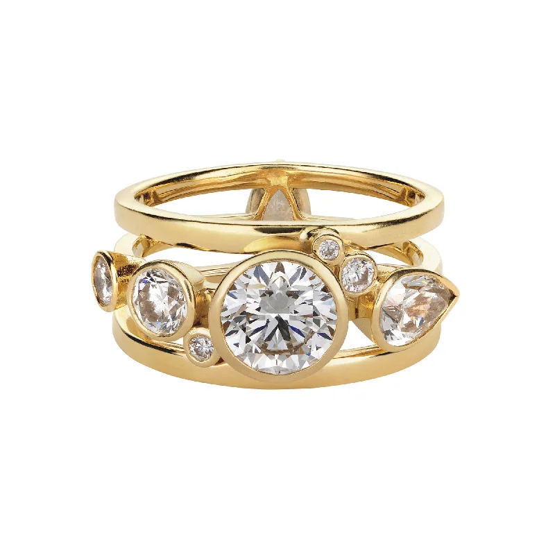 Elegant Platinum Engagement Ring-High Five 18K Gold Ring w. Diamonds