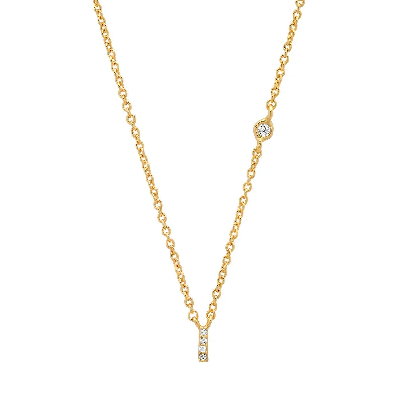 Rose Gold Necklace for Women-Gold Cubic Zirconia Initial Necklace - I