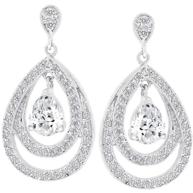 Geometric Earrings for Women-Milan Tear drop Dangle Earrings | 3.5ct