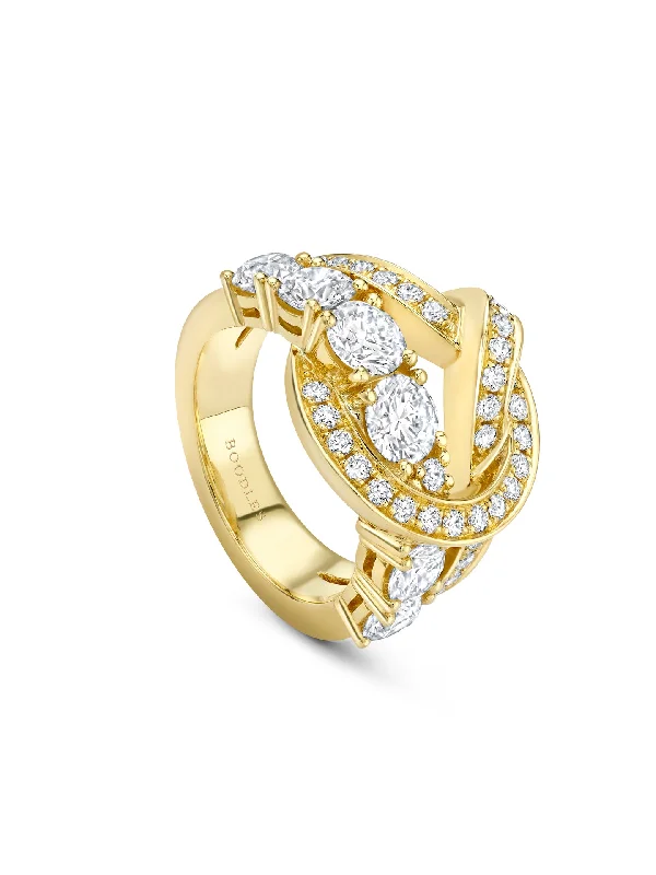 Oval Engagement Ring-The Knot Large Yellow Gold Diamond Ring