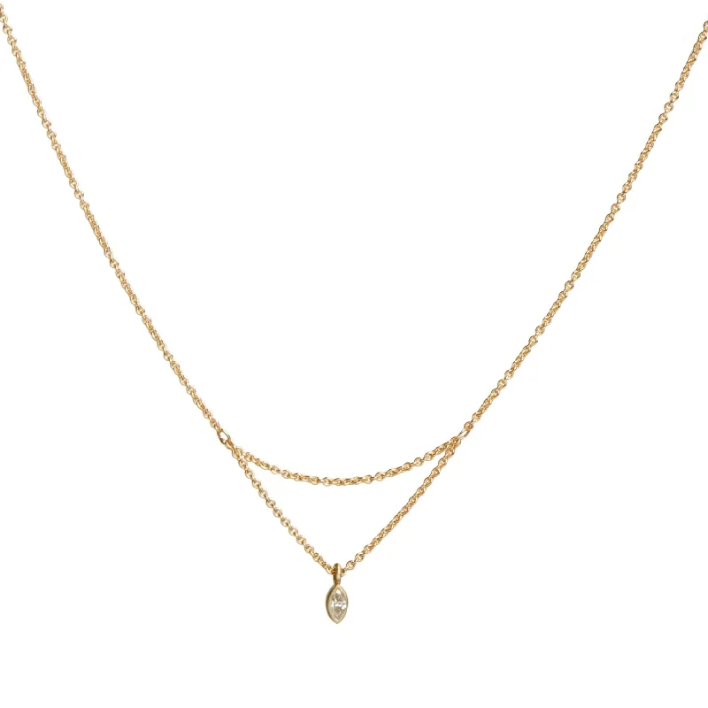 Simple Gold Pendant Necklace-<!--NK985-->SALE - sweeping charm necklace with diamond