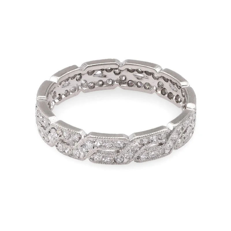 Heart Shaped Ring for Women-Vintage Diamond White Gold Eternity Ring