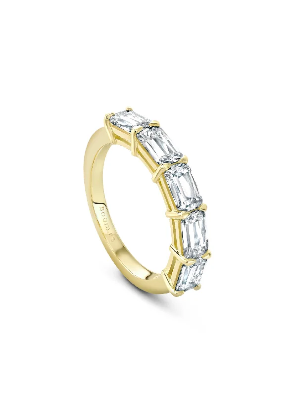 Minimalist Engagement Ring-Classic Ashoka Diamond Yellow Gold Semi Eternity Ring