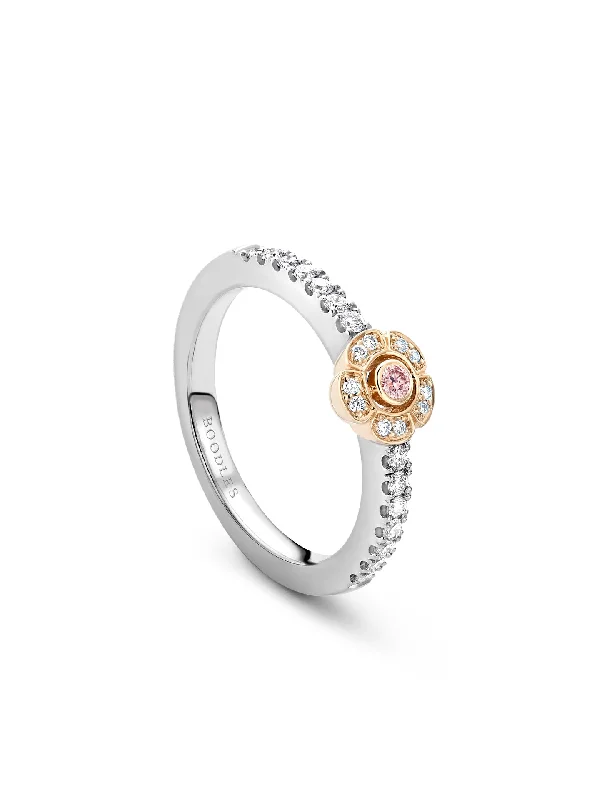 Unique Wedding Rings-Secret Garden Pink Diamond Flower Ring