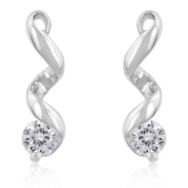 Wedding Earrings for Bride-Maria Twist Solitaire CZ Earrings