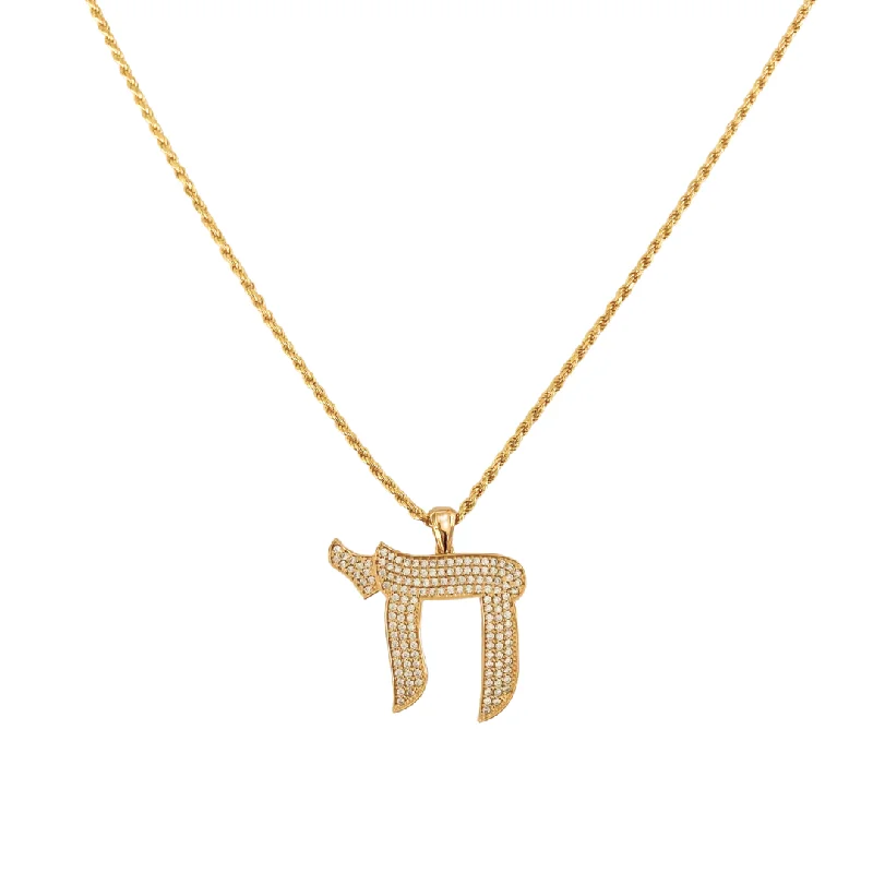 Diamond Pendant Necklace-Chai Pendant Necklace (Gold)