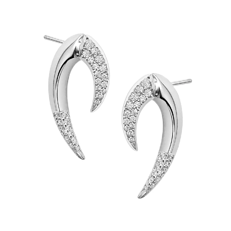 Unique Designer Earrings-Talon Fine Large Earrings - 18ct White Gold & Diamond