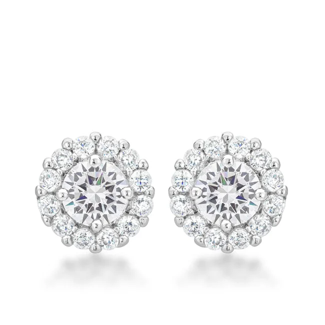 Customizable Earrings-Belle 6mm Round CZ Halo Stud Earrings | .84ct | 2ct