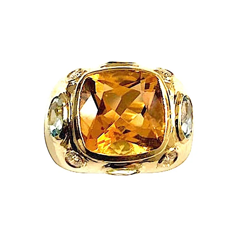 Women’s Gemstone Ring-The BONHEUR Ring:  18kt Yellow Gold Domed Ring