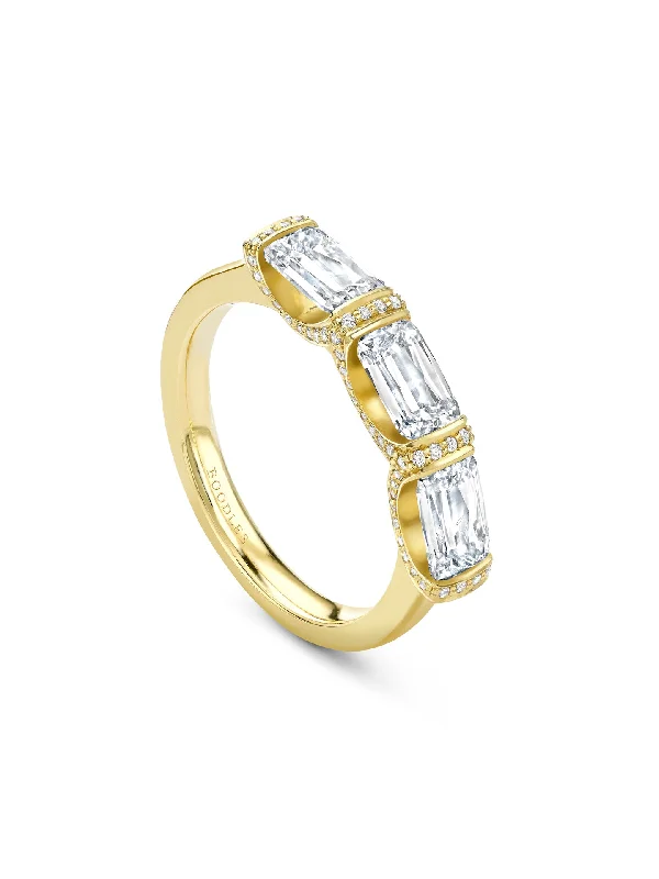 Simple Gold Wedding Ring-Classic Trilogy Ashoka Diamond Yellow Gold Eternity Ring