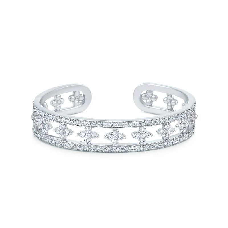 Diamond Bangle for Women-KWIAT Jasmine Collection Cuff with Diamonds B-15681-0-DIA-18KW