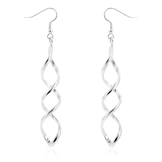 Custom Made Earrings-Casilda Silver Twist Dangle Earrings