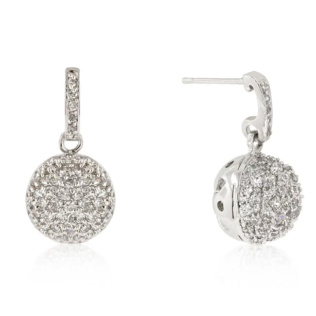 Glitter Earrings-Mesa CZ Sphere Dangle Earrings |1ct | Cubic Zirconia