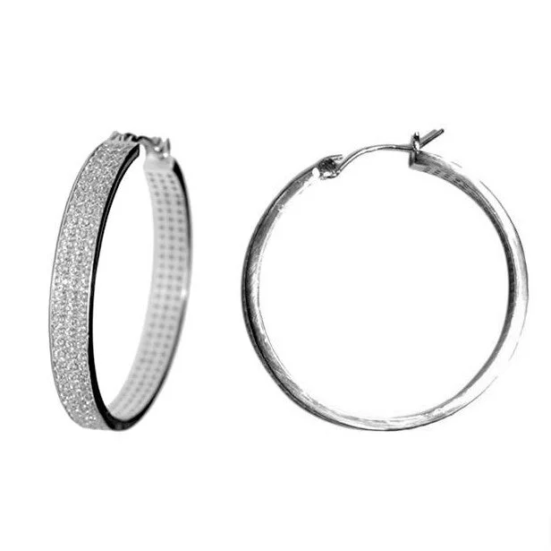 Antique Style Earrings-Theda Fashion CZ Hoop Earrings.| 6.5ct | 35mm