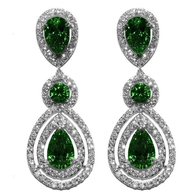 Bridesmaid Earrings-Louisa Emerald Chandelier Earrings