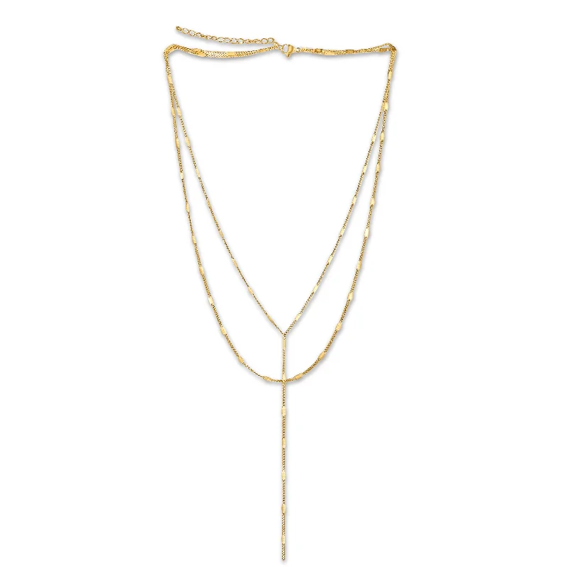 Long Necklace for Party-Camilla Dainty Lariat Chain Necklace - Gold