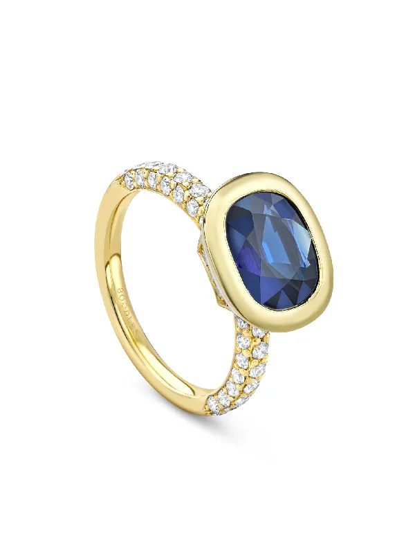 Birthstone Engagement Ring-Florentine Dolce Vita Cushion Sapphire Yellow Gold Ring