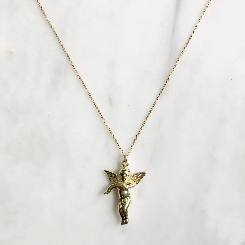 Simple Choker Necklace-Gold Guardian Angel Necklace