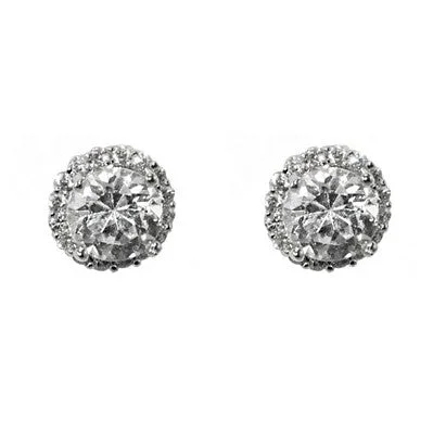 Statement Earrings for Women-Niabi Round Halo CZ Stud Earrings