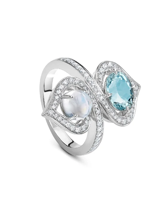 Gemstone Eternity Ring-Woodland Aquamarine White Gold Ring