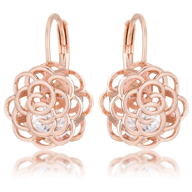 Elegant Diamond Earrings-Maya CZ Rose Drop Rose Gold Earrings | 1.5ct