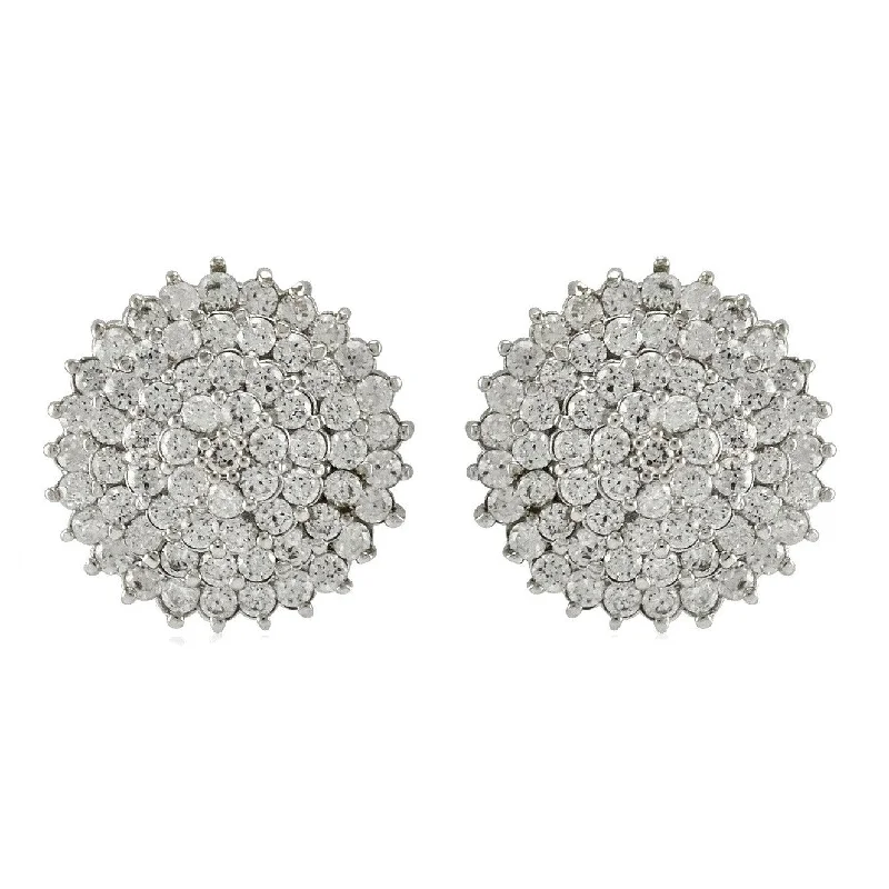 Hollow Hoop Earrings-Parley CZ Pave Dome Stud Earrings