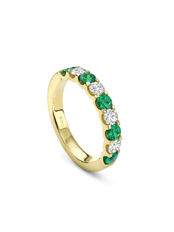 Sapphire and Diamond Ring-Classic Evermore Emerald Diamond Yellow Gold Eternity Ring