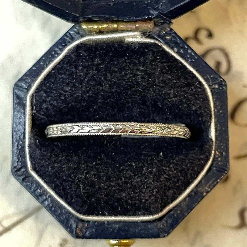 Boho Style Ring-Hand Engraved Platinum Band - 1.5mm