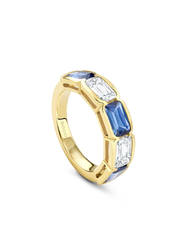 Unique Sapphire Ring-Classic Ashoka Sapphire Diamond Yellow Gold Ring