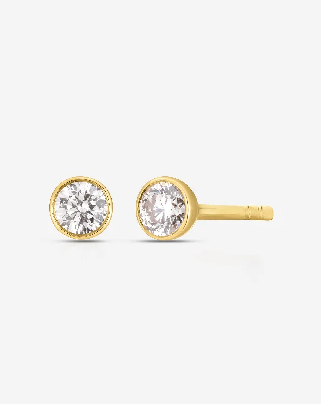 Chunky Hoop Earrings-Bezel-Set Petite Diamond Studs