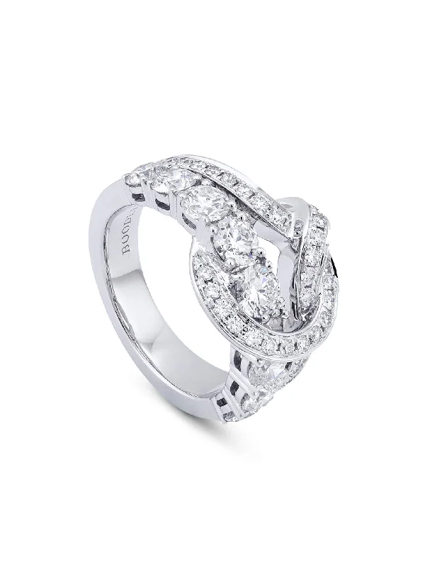 Diamond Halo Engagement Ring-The Knot Medium White Gold Diamond Ring