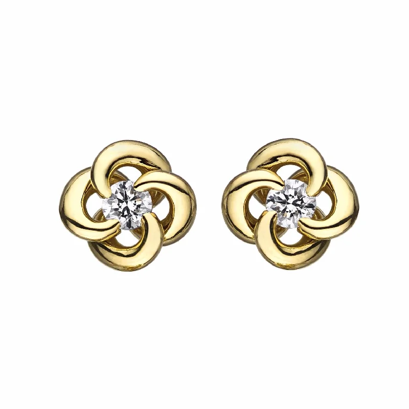 Statement Earrings for Casual Wear-Entwined Petal Flower Earrings - 18ct Yellow Gold