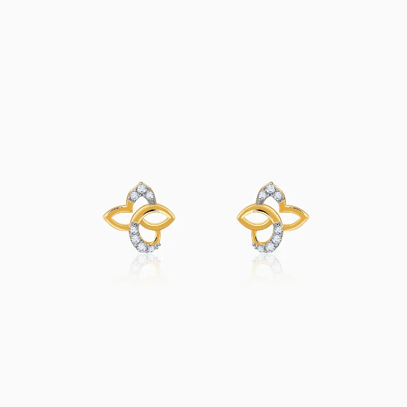 Wedding Stud Earrings-Gold True Blossom Diamond Earrings