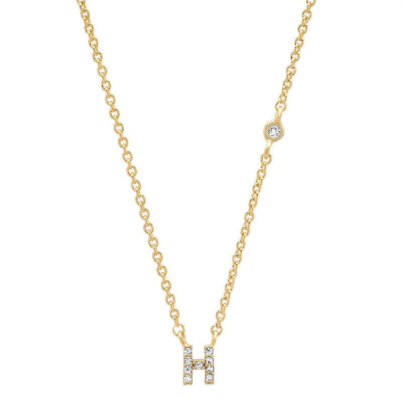 Classic Pearl Necklace-Gold Cubic Zirconia Initial Necklace - H