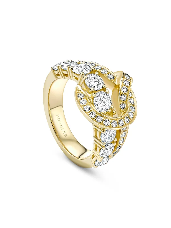 Custom Promise Ring for Women-The Knot Medium Yellow Gold Diamond Ring