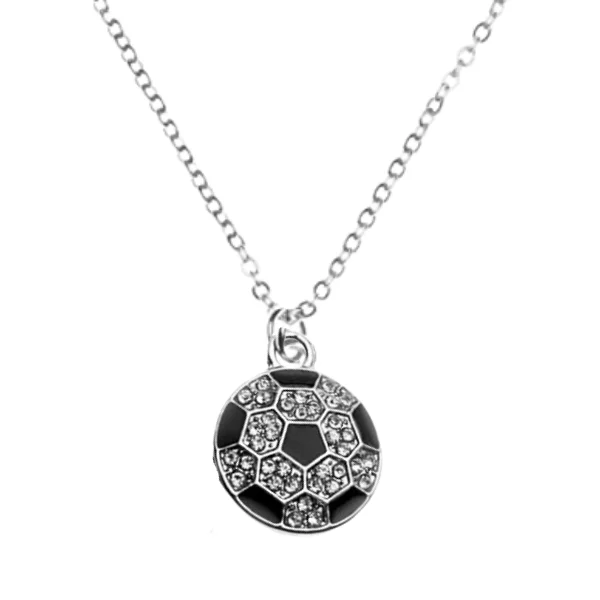 Women’s Engagement Necklace-Soccer Rhinestone Ball Necklace