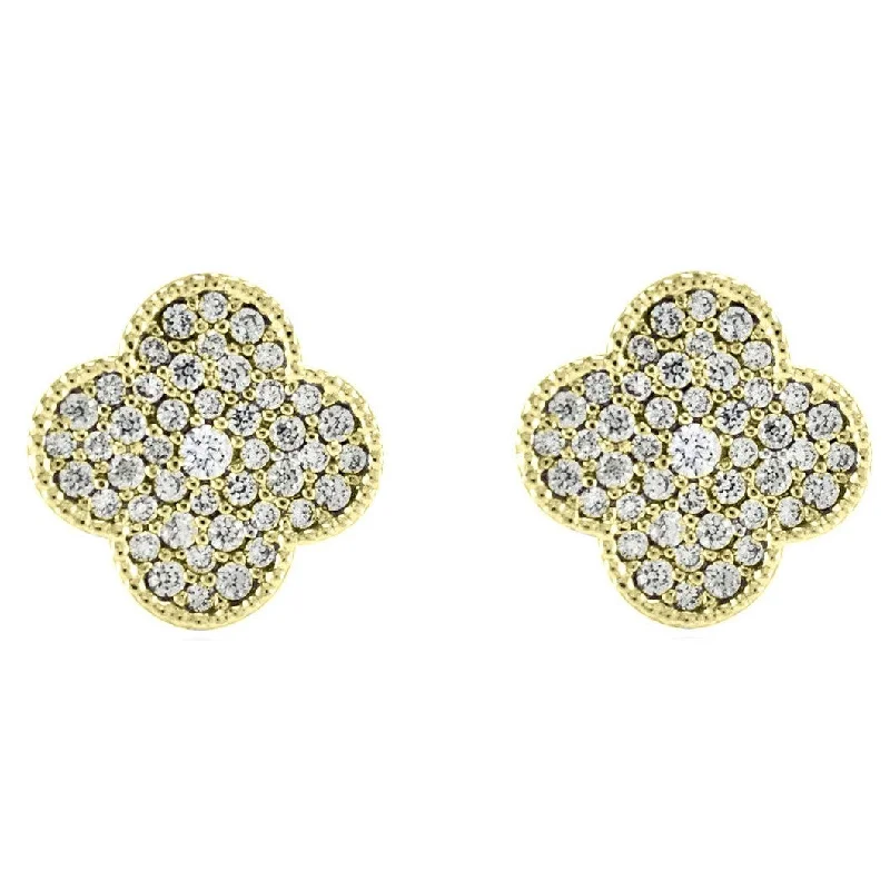 Chunky Earrings-Connie Clover Gold Stud Earrings