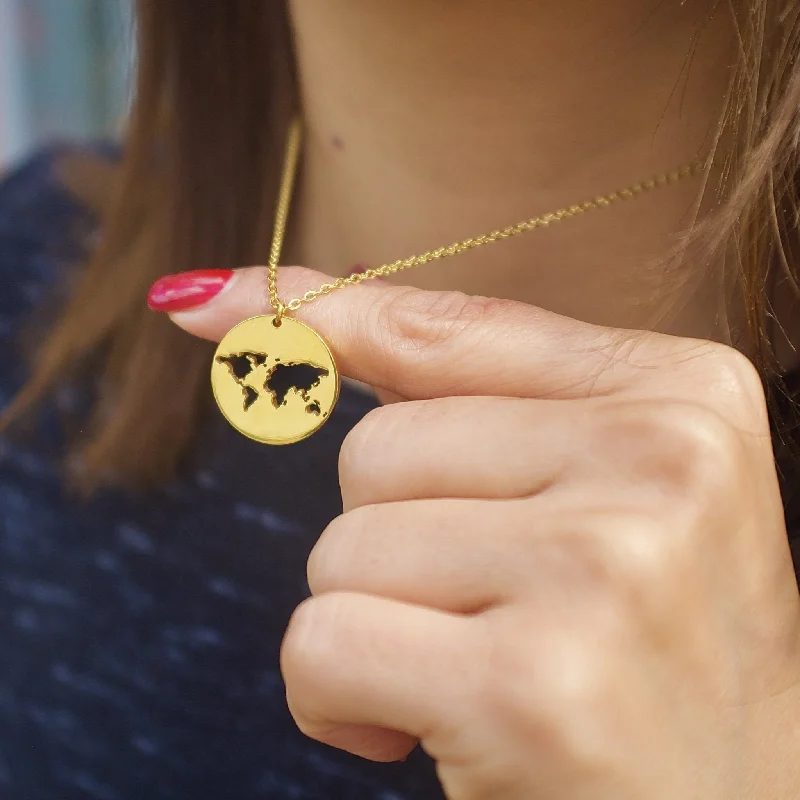 Gold Necklace for Everyday Wear-World Peace Necklace