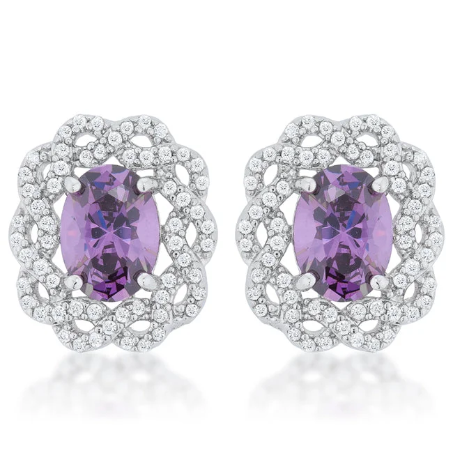 Simple Hoop Earrings-Destry Vintage Amethyst Oval Stud Earrings | 2.5ct