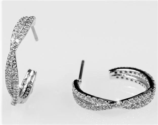 Fashionable Drop Earrings-Jennis Twist CZ Hoop Earrings | 2ct | 20mm