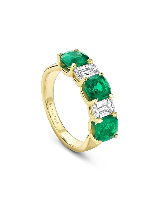 Princess Cut Engagement Ring-Classic Emerald and Ashoka Diamond Yellow Gold Eternity Ring