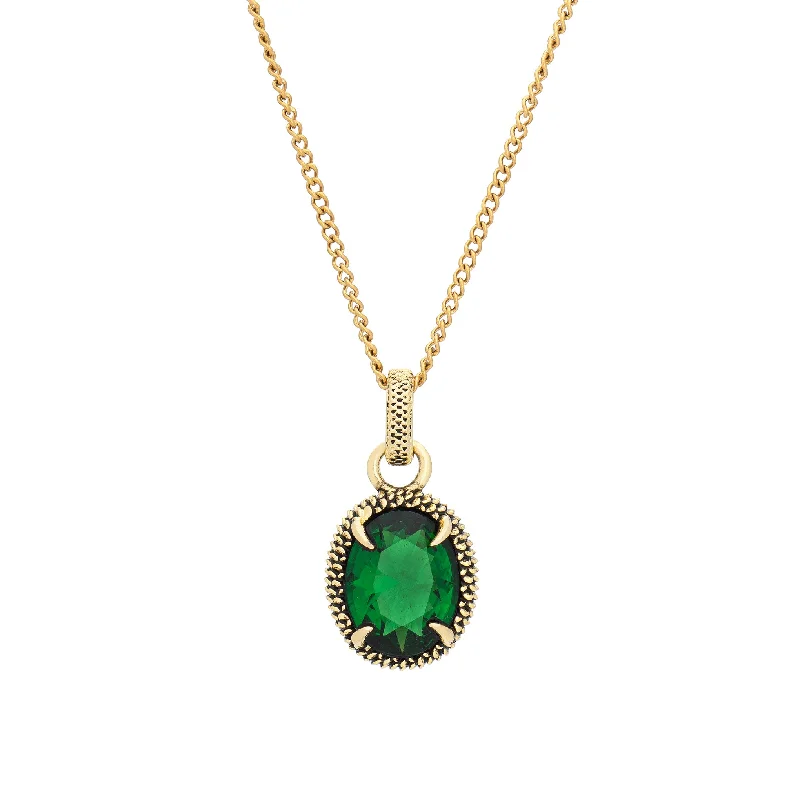 Retro Gold Necklace-Viper Necklace - Green