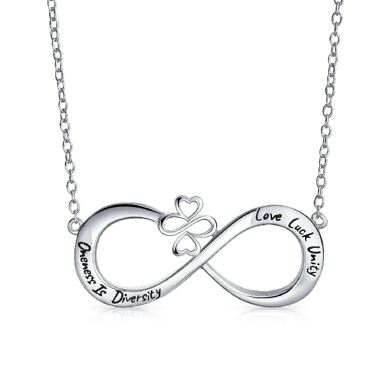 Dainty Silver Necklace-Ayllu Amulet Infinity Heart Clover Love Pendant Necklace for Teens