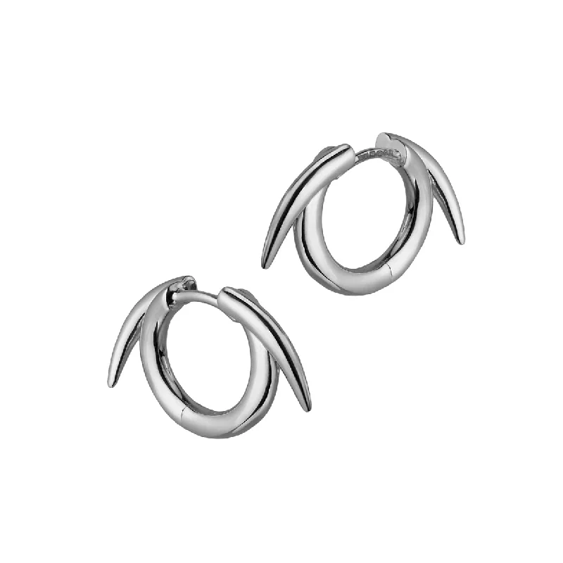 Trendy Earrings for Young Women-Quill Small Hoop Earrings - Silver