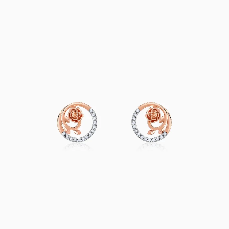 Luxury Gold Earrings-Rose Gold Blissful Shine Diamond Earrings