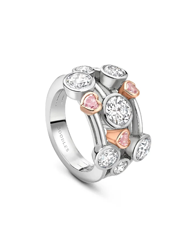 Platinum Diamond Ring-Raindance Pink Diamond Heart Platinum Ring