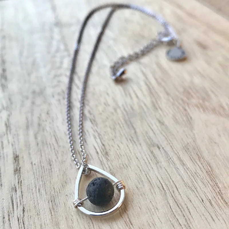 Unique Gold Necklace for Women-Silver Lava Drop Necklace