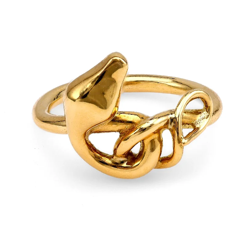 Silver Signet Ring for Men-18k Yellow Gold Snake Ring